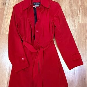 Red Belted Trench Coat - Women's